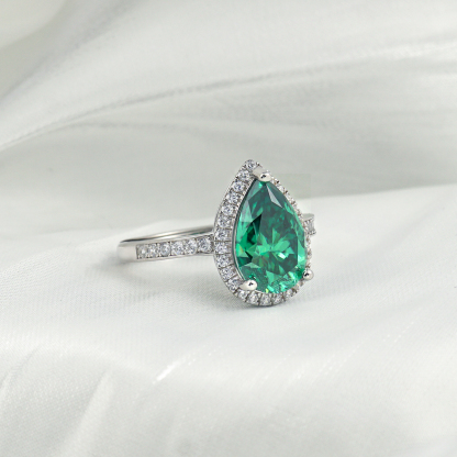 4ct Pear Synthetic Moissanite Luxury Teardrop Shaped Ring S925
