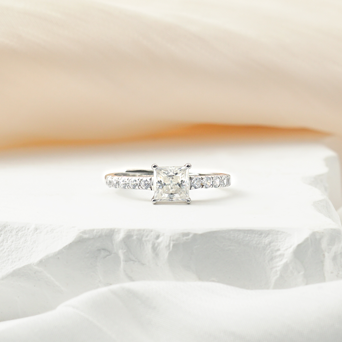 1ct Princess Synthetic Moissanite Romantic Ring S925