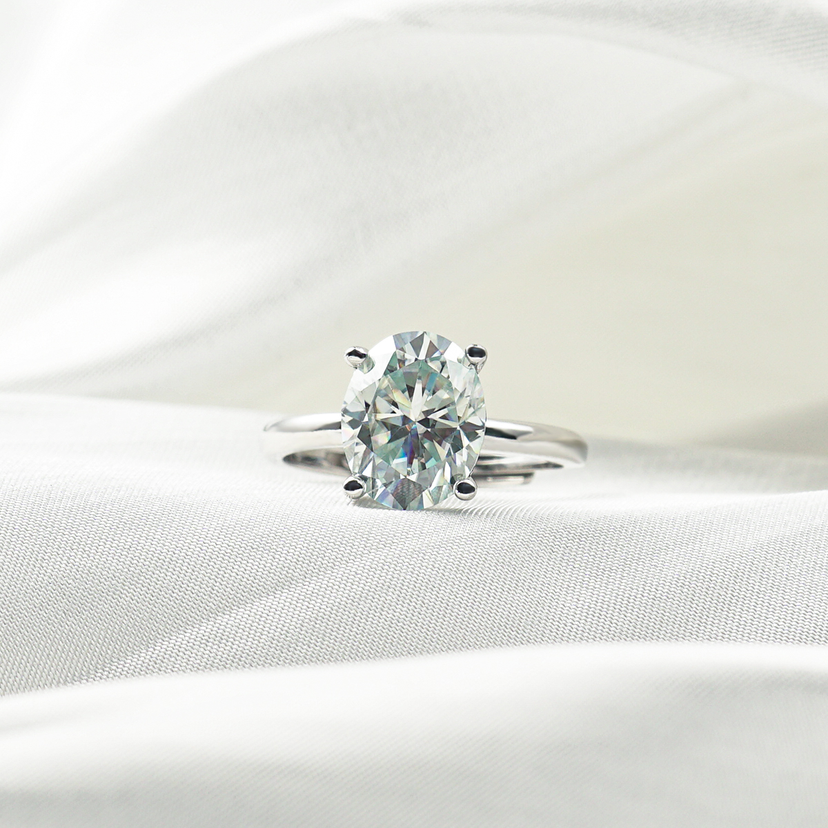 3ct Oval Synthetic Moissanite Classic Four Prong Ring S925