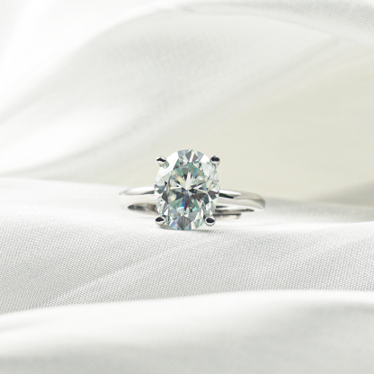 3ct Oval Synthetic Moissanite Classic Four Prong Ring S925