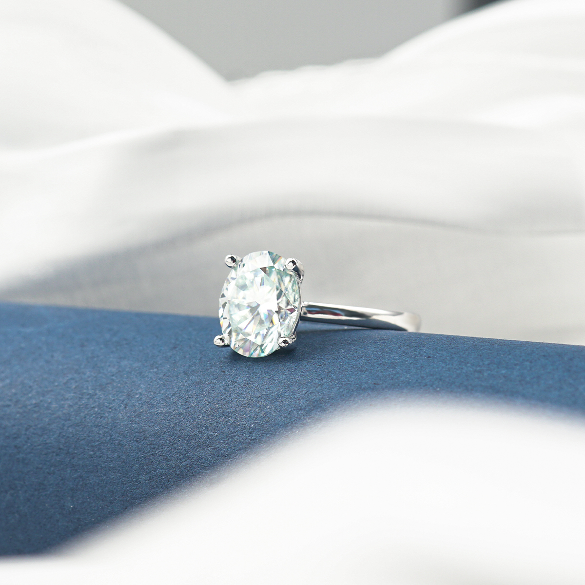 3ct Oval Synthetic Moissanite Classic Four Prong Ring S925