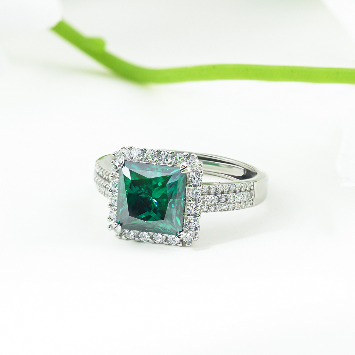 2.5ct Asscher Synthetic Moissanite Elegant Square Ring S925