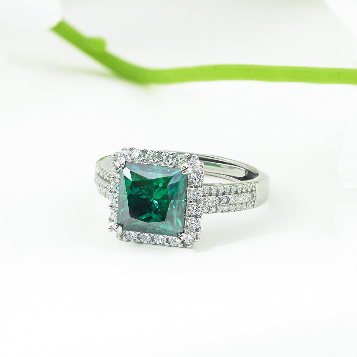 2.5ct Asscher Synthetic Moissanite Elegant Square Ring S925