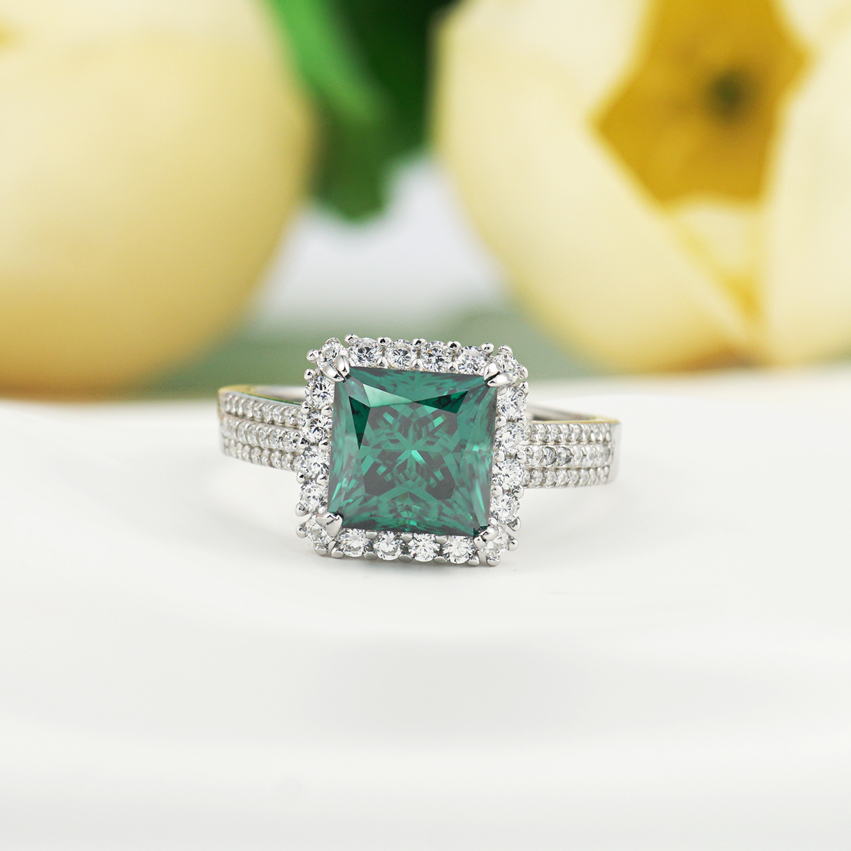 2.5ct Asscher Synthetic Moissanite Elegant Square Ring S925