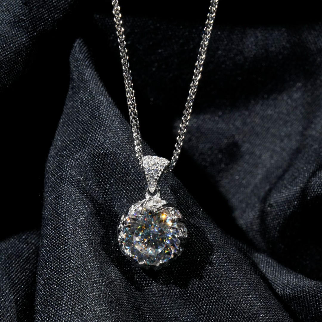 3ct Synthetic Moissanite Pendant Necklace Chain S925