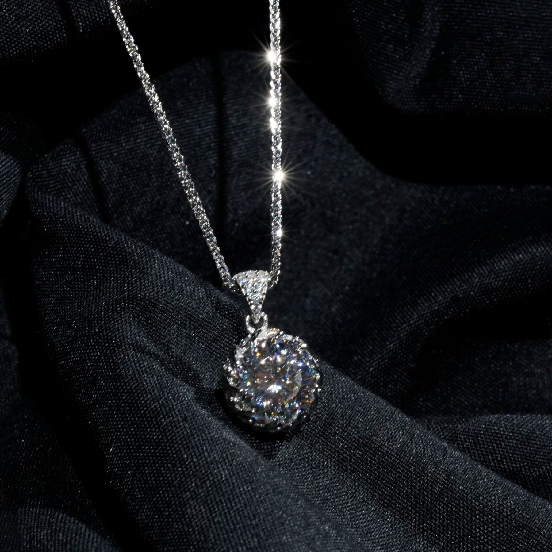 3ct Synthetic Moissanite Pendant Necklace Chain S925