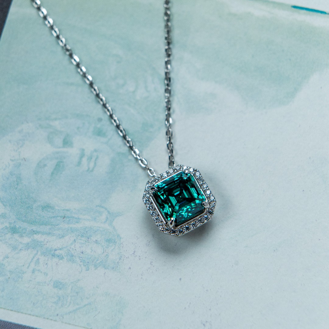 2ct Asscher Cut Synthetic Moissanite Glaring Pendant Necklace Chain S925