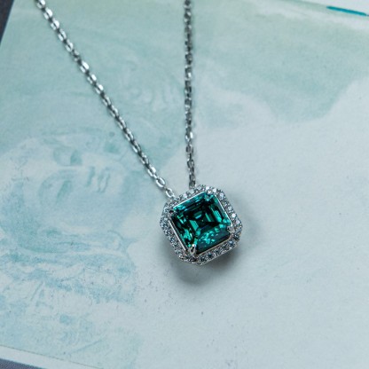 2ct Asscher Cut Synthetic Moissanite Glaring Pendant Necklace Chain S925