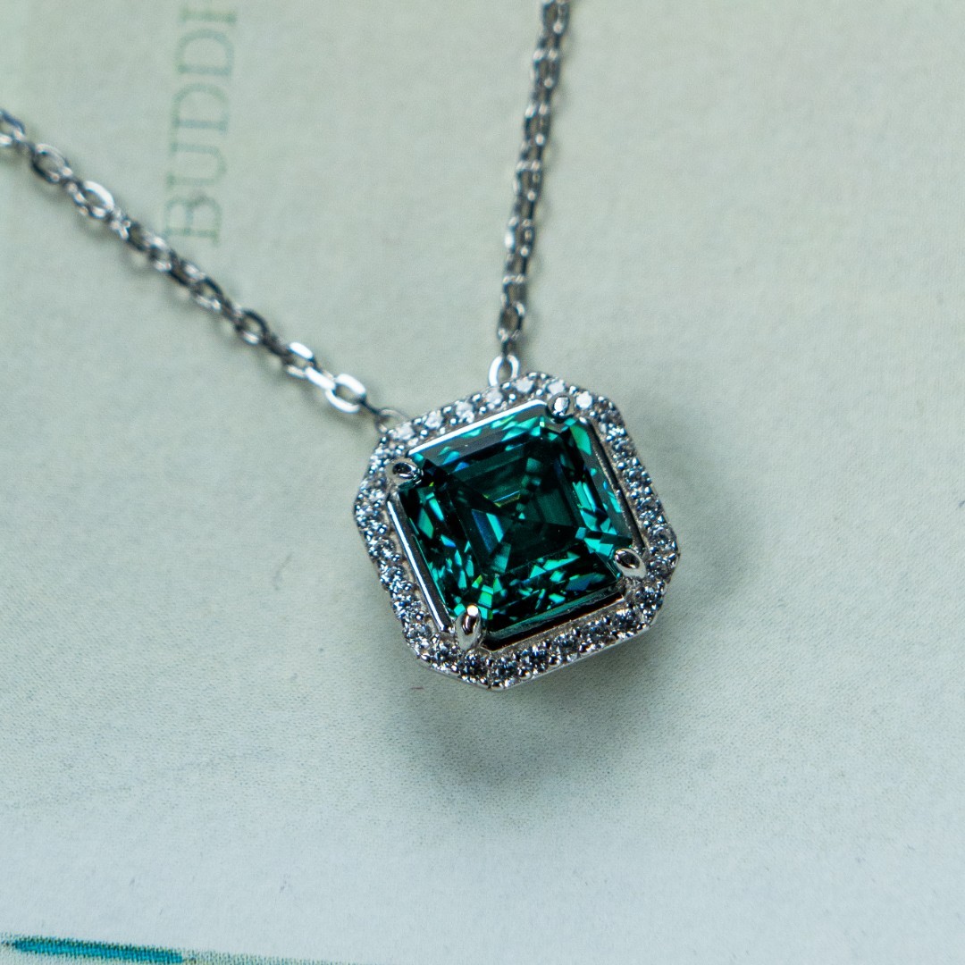 2ct Asscher Cut Synthetic Moissanite Glaring Pendant Necklace Chain S925