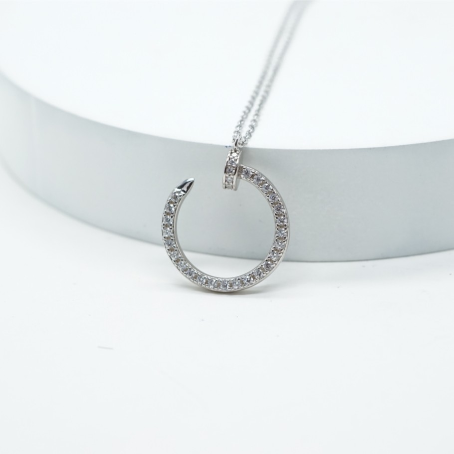 Zirconia Nailed Pendant Necklace Chain Copper