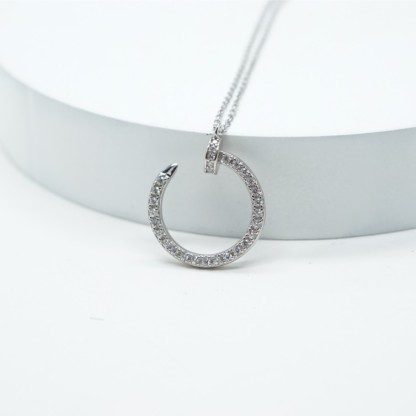 Zirconia Nailed Pendant Necklace Chain Copper