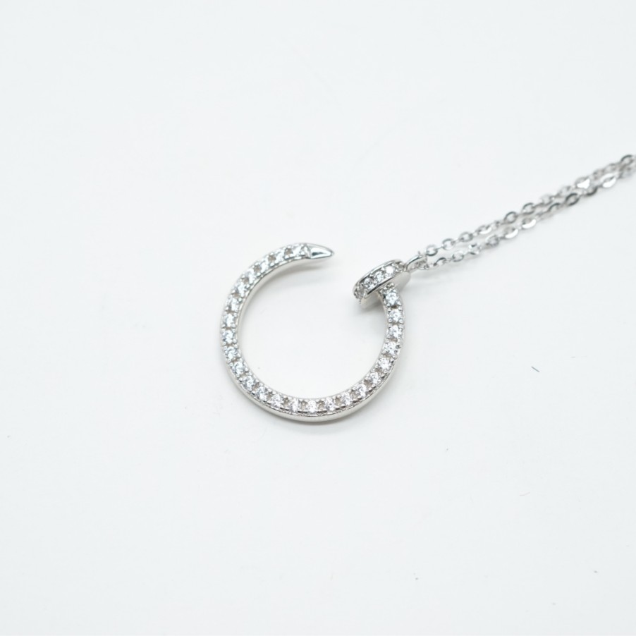 Zirconia Nailed Pendant Necklace Chain Copper