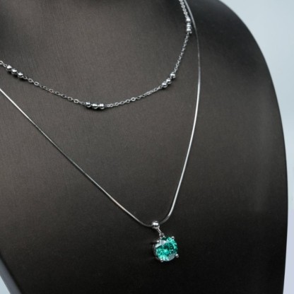 2ct Love100 Synthetic Moissanite Blue Pendant Necklace S925