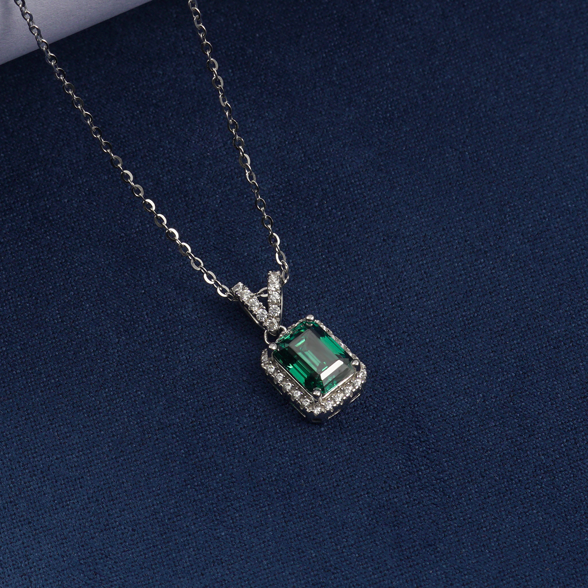 1ct Step Cut Synthetic Moissanite Noble Pendant Necklace Chain S925