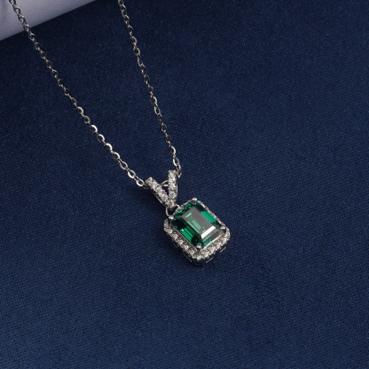 1ct Step Cut Synthetic Moissanite Noble Pendant Necklace Chain S925