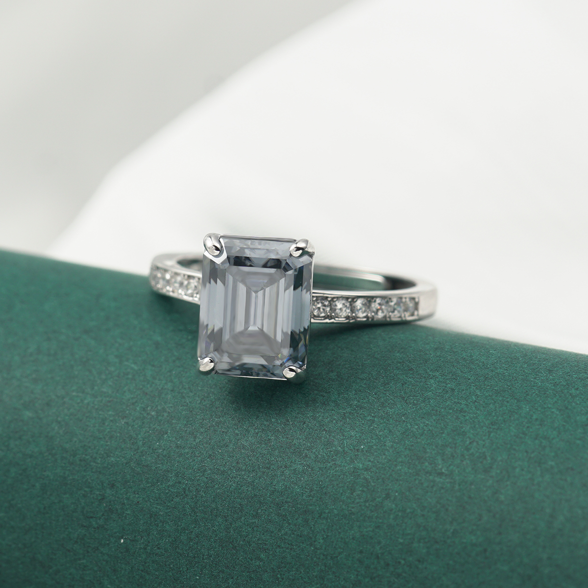 4ct Step Cut Synthetic Moissanite Ring S925