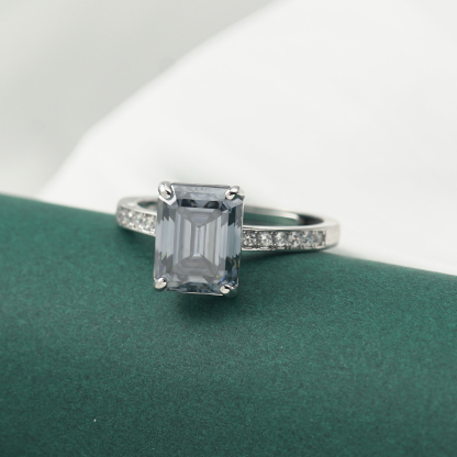 4ct Step Cut Synthetic Moissanite Ring S925