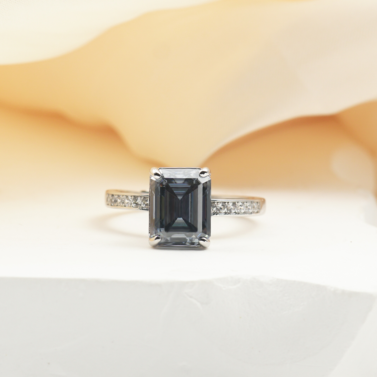 4ct Step Cut Synthetic Moissanite Ring S925