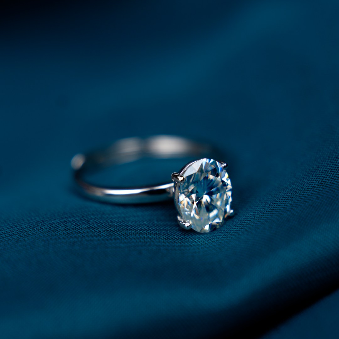 3ct Oval Synthetic Moissanite Classic Four Prong Ring S925