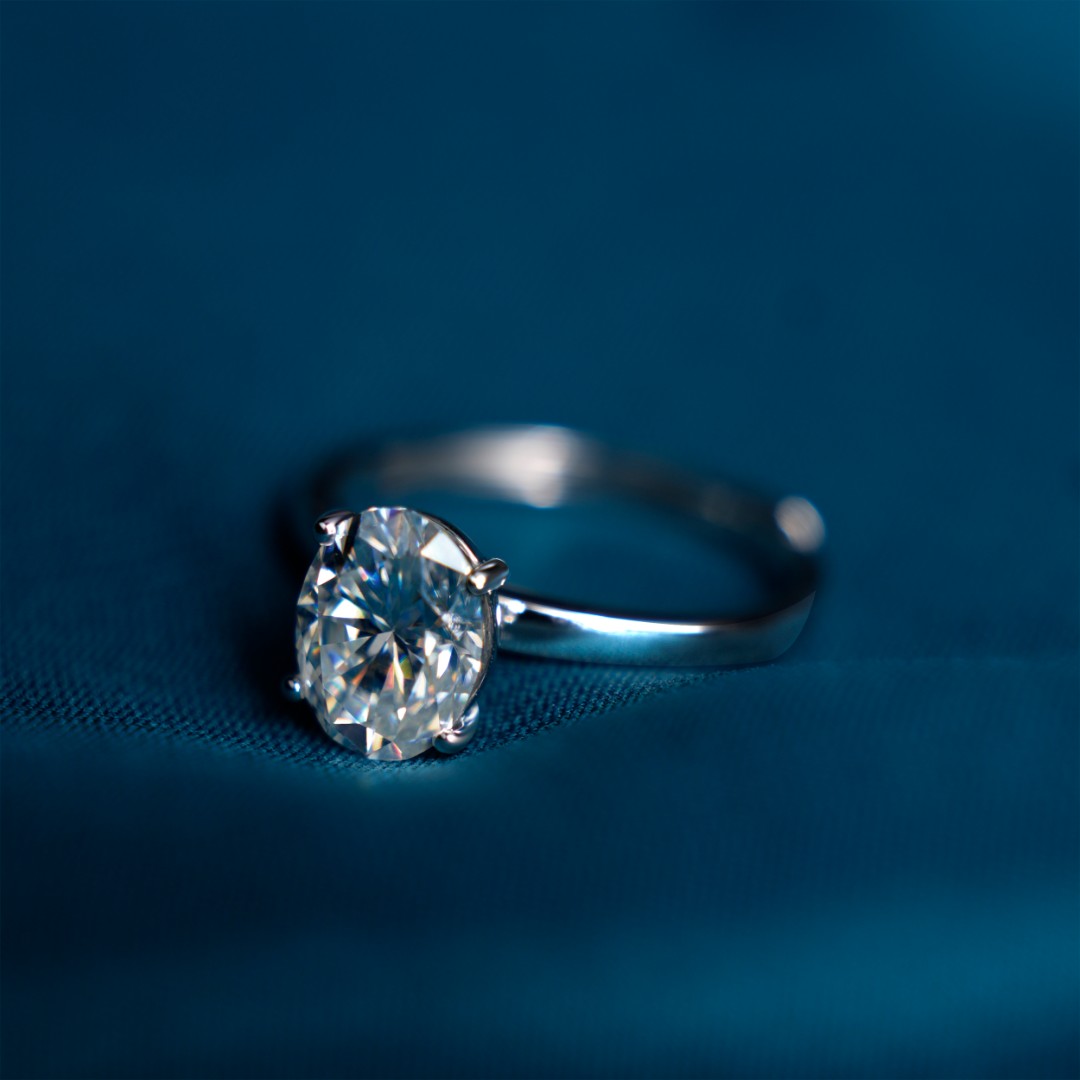 3ct Oval Synthetic Moissanite Classic Four Prong Ring S925