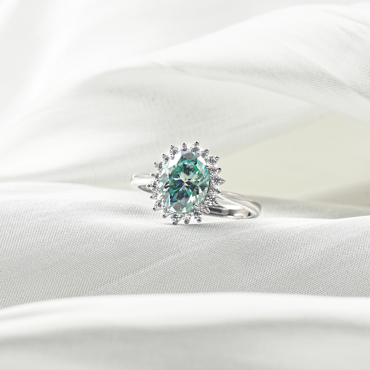 2ct Oval Synthetic Moissanite Sunflower Ring S925
