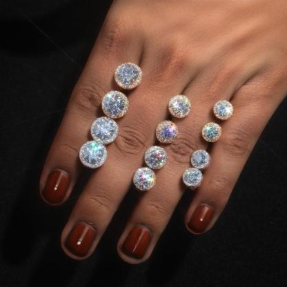 0.5ct-3ct Round Synthetic Moissanite Halo Stud Earrings S925