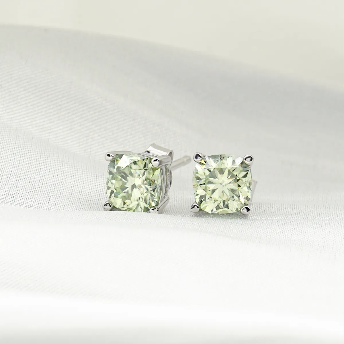 1ct Cushion Synthetic Moissanite Stud Earrings S925