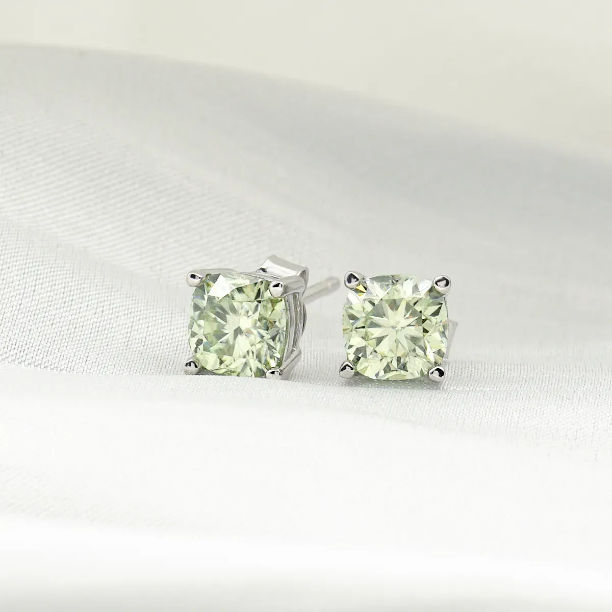 1ct Cushion Synthetic Moissanite Stud Earrings S925