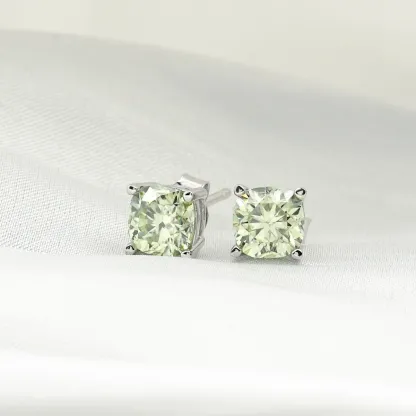 1ct Cushion Synthetic Moissanite Stud Earrings S925