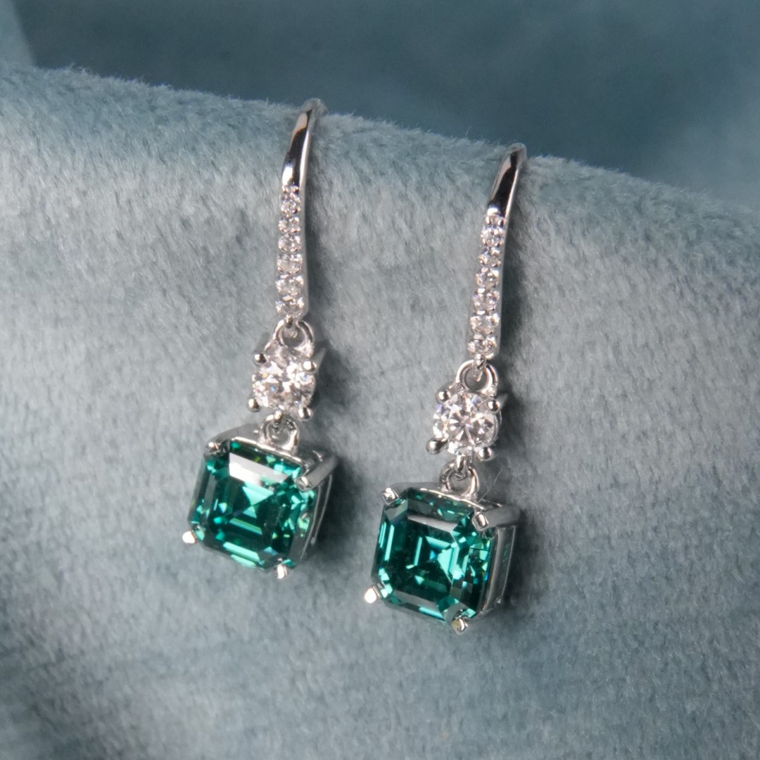 1ct Asscher Synthetic Moissanite Stud Earrings S925