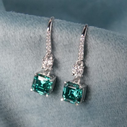 1ct Asscher Synthetic Moissanite Stud Earrings S925