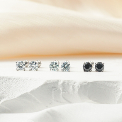 0.3ct Round Synthetic Moissanite Four Prong Stud Earrings S925