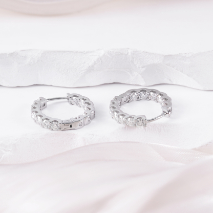 1.3ct Round Synthetic Moissanite Hoop Stud Earrings S925