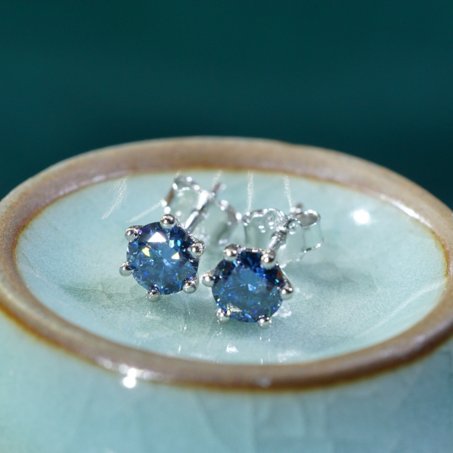 0.5ct Round Synthetic Moissanite Six Prong Stud Earrings S925