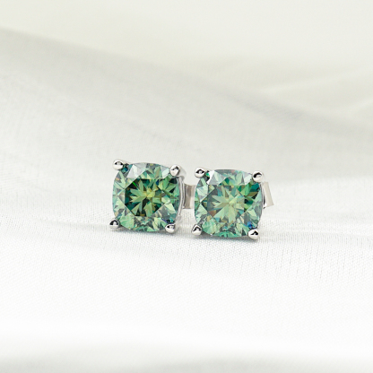 1ct Cushion Synthetic Moissanite Stud Earrings S925