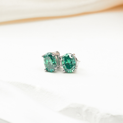 1ct Oval Synthetic Moissanite Stud Earrings S925