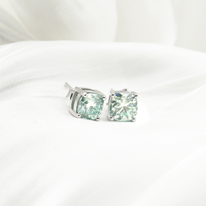 1ct Cushion Synthetic Moissanite Stud Earrings S925