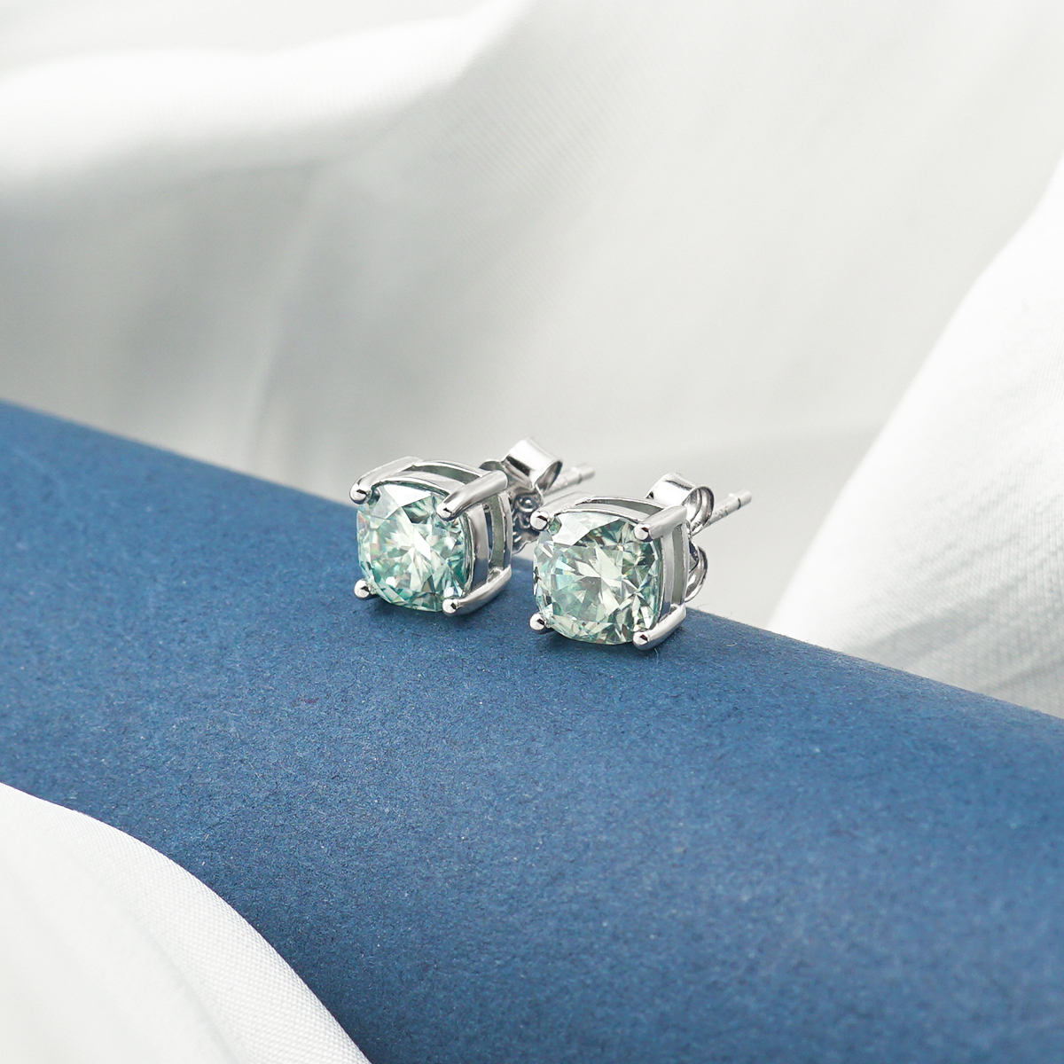 1ct Cushion Synthetic Moissanite Stud Earrings S925
