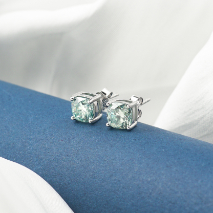 1ct Cushion Synthetic Moissanite Stud Earrings S925