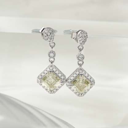 1ct Asscher Synthetic Moissanite Prismatic Stud Earrings S925