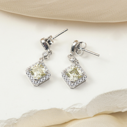 1ct Asscher Synthetic Moissanite Prismatic Stud Earrings S925