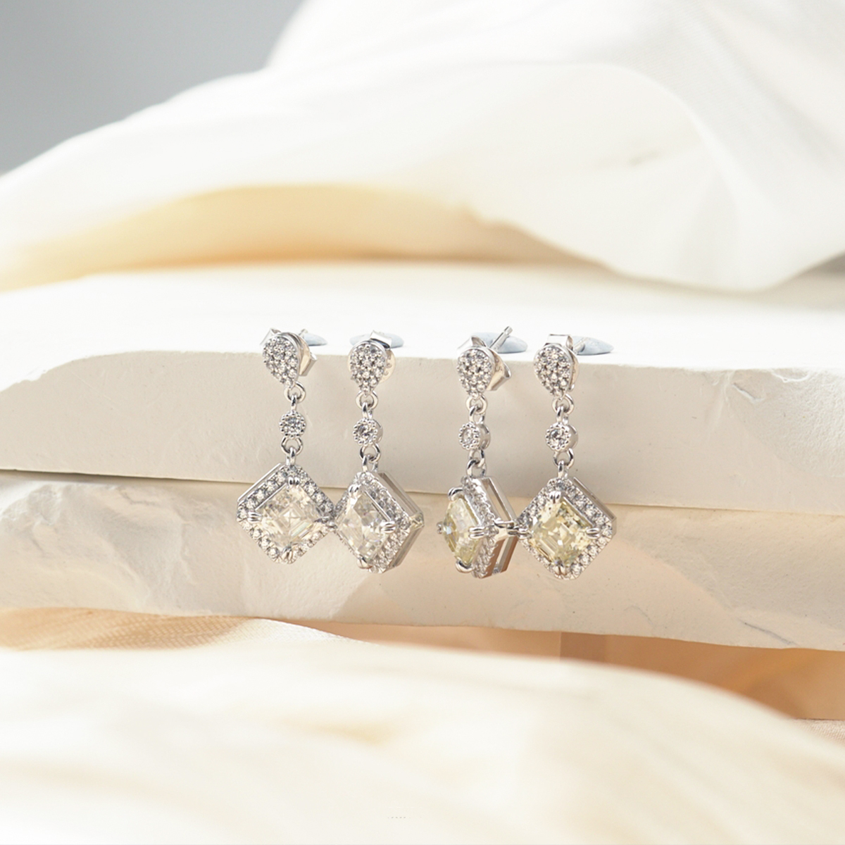 1ct Asscher Synthetic Moissanite Prismatic Stud Earrings S925