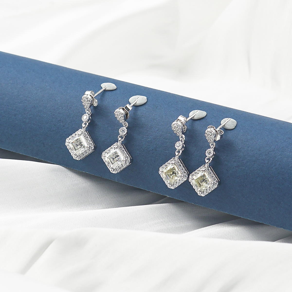 1ct Asscher Synthetic Moissanite Prismatic Stud Earrings S925