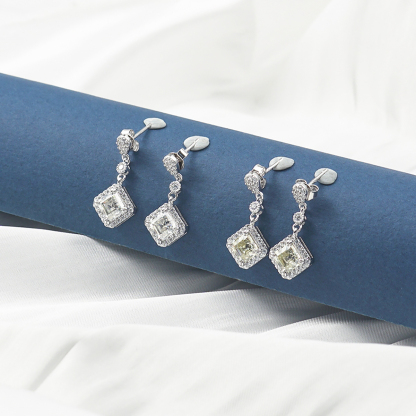 1ct Asscher Synthetic Moissanite Prismatic Stud Earrings S925