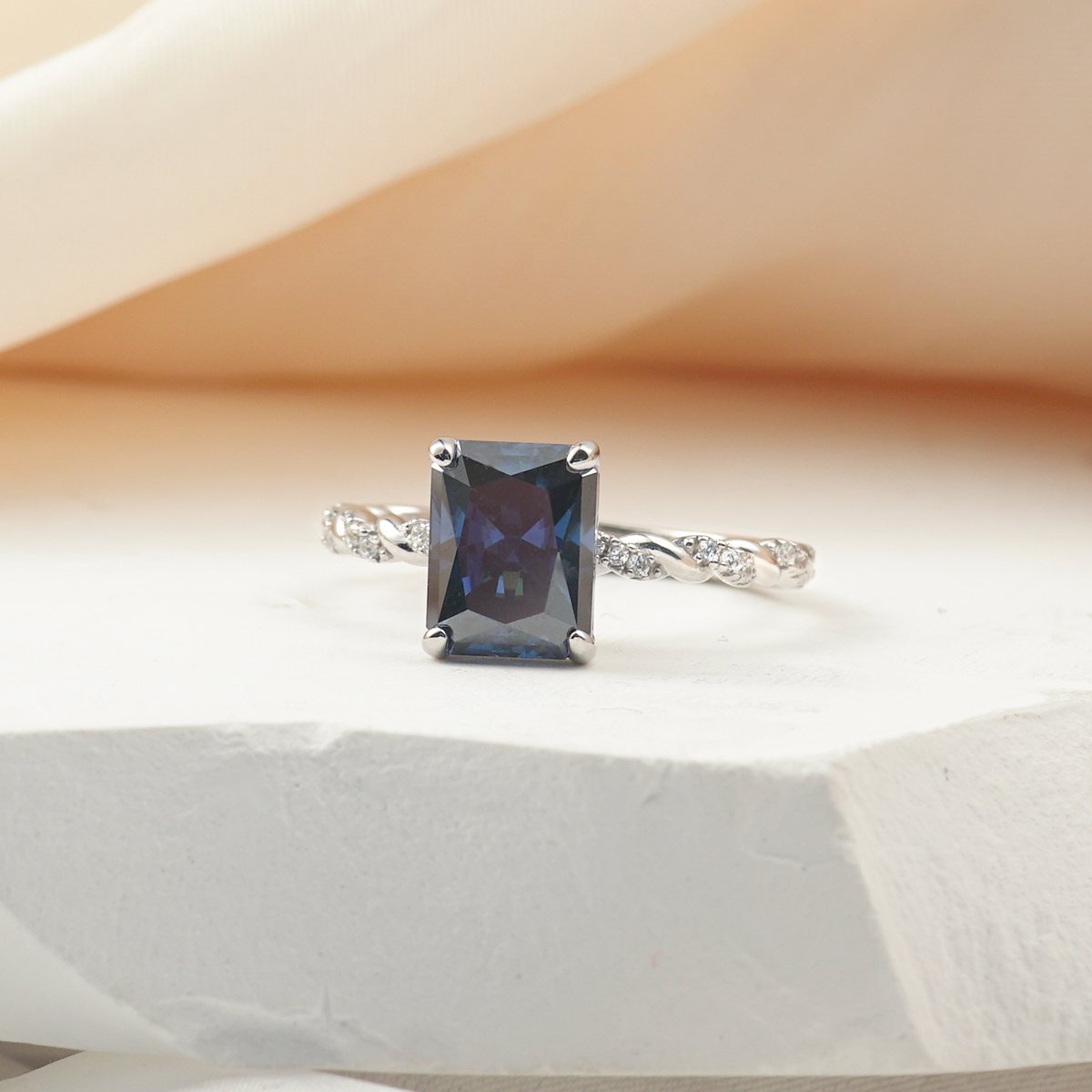 3ct Radiant Synthetic Moissanite Vine Ring S925