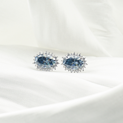 3ct Oval Synthetic Moissanite Sunflower Stud Earrings S925