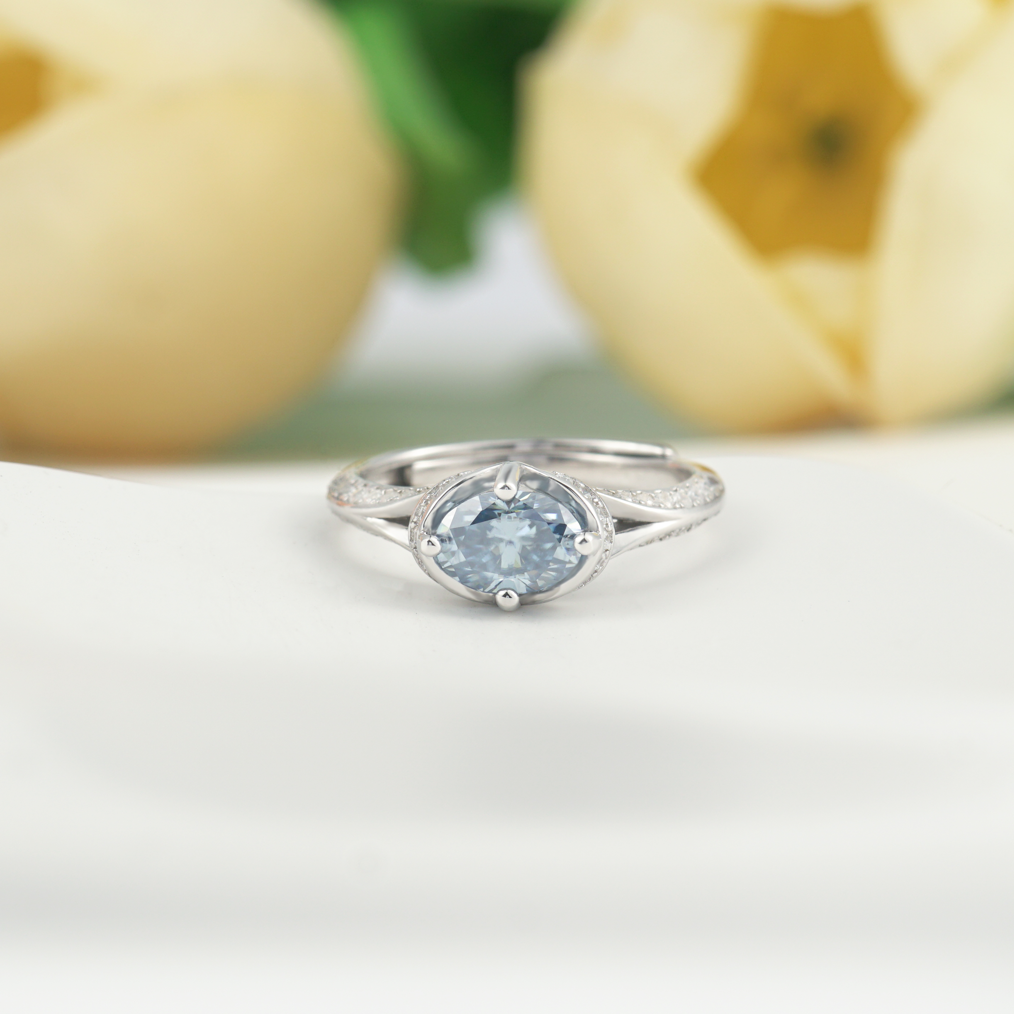 1ct Oval Synthetic Moissanite Ring S925