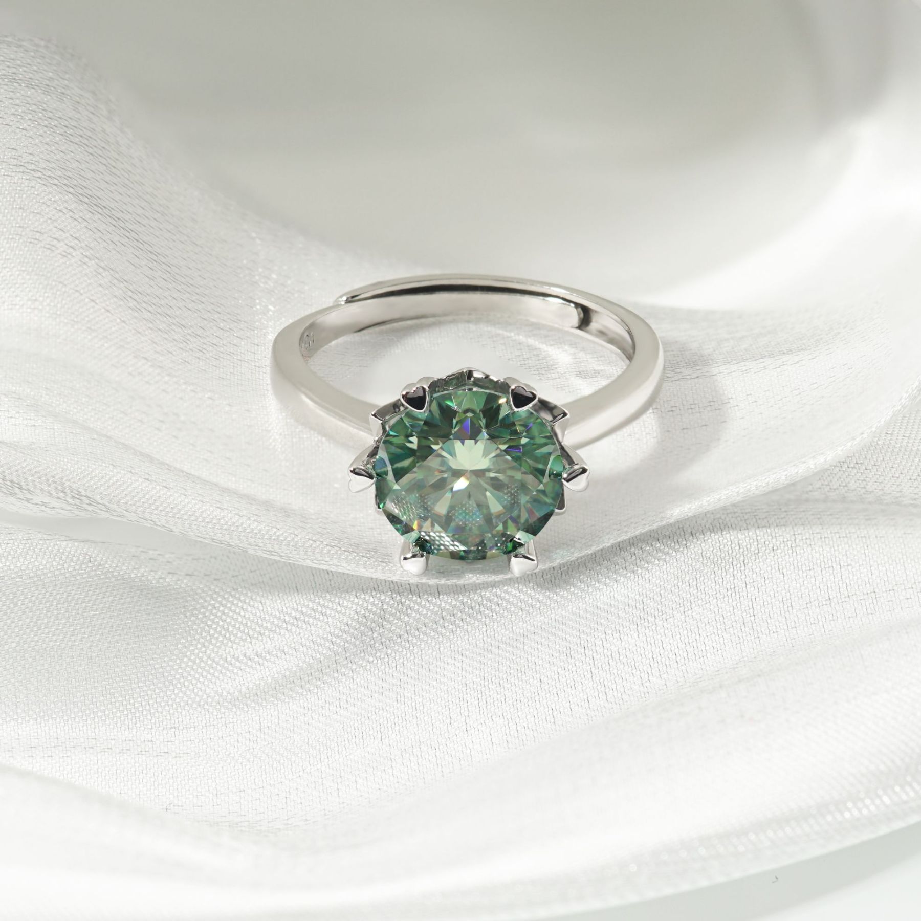 3ct Round Synthetic Moissanite Snow Ring S925