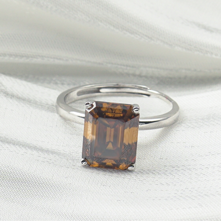 4ct Step Cut Synthetic Moissanite Square Ring S925