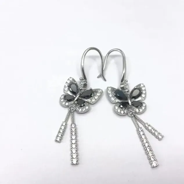 3.2ct Black Butterfly Synthetic Moissanite Earrings S925
